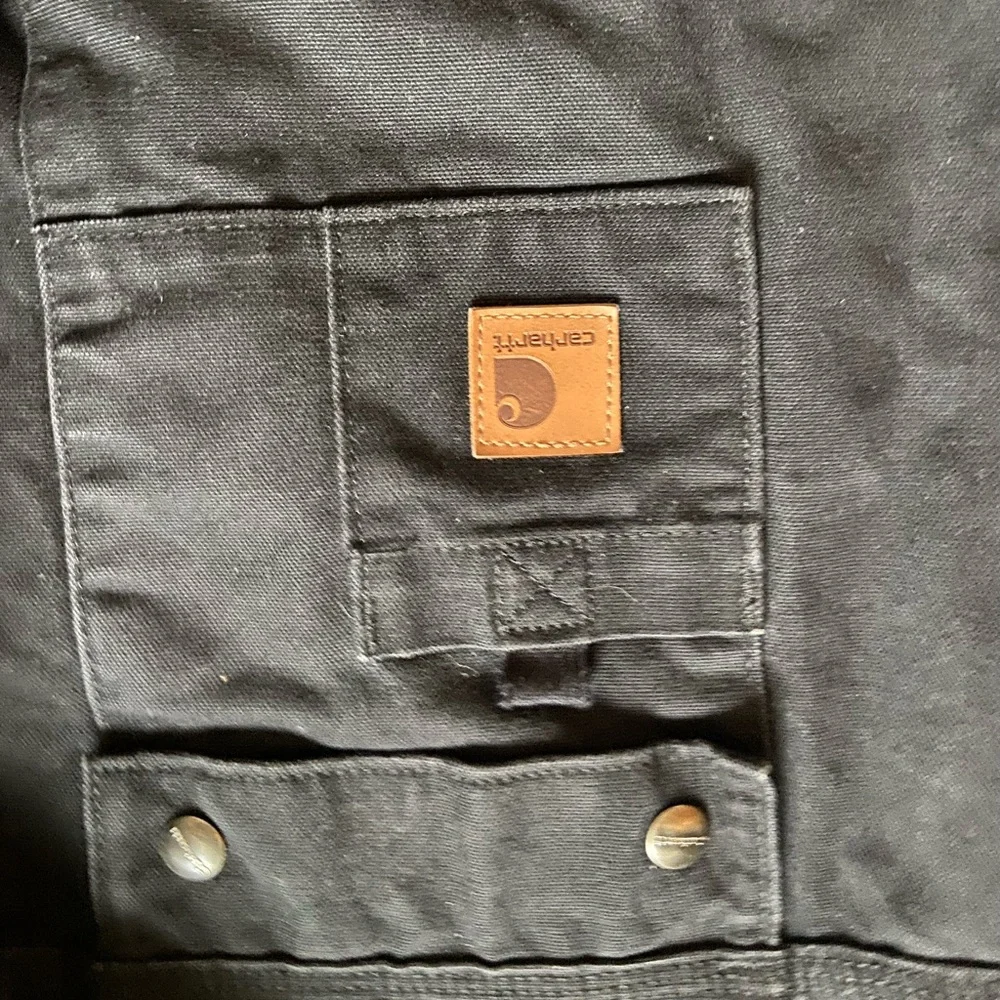 Carhartt Men’s Relaxed Fit Black Sherpa Lined Snap Hooded Jacket - Picture 4 of 6